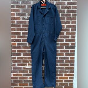 Red Kap Men Overall One Piece Size 46-RG Blue Jumpsuit Canvas Pockets Zip Up